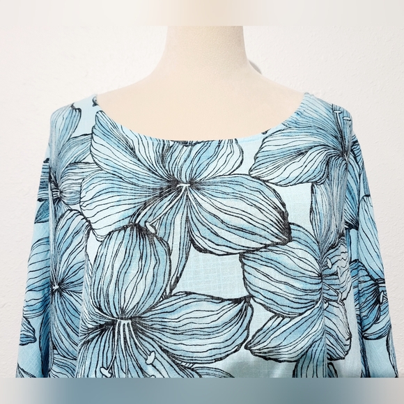 Made in Italy Womans Blue Tropical 100% Cotton Tunic Top Beach Cover-up One Size - Picture 3 of 11